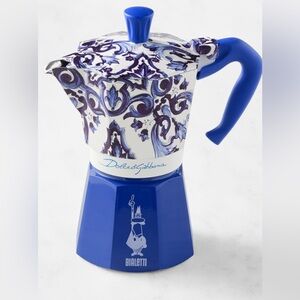 DOLCE & GABBANA BIALETTI ESPRESSO “MOKA EXPRESS” *BLUE/WHITE *NWT $140. *6 CUPS